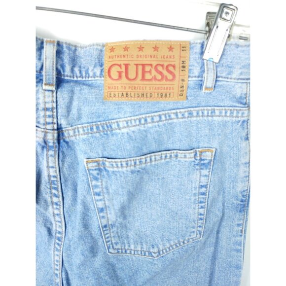 GUESS Jeans USA 90s Y2K Womens 28 Blue Cotton Denim Raw Hem Ankle Capri - Picture 6 of 8